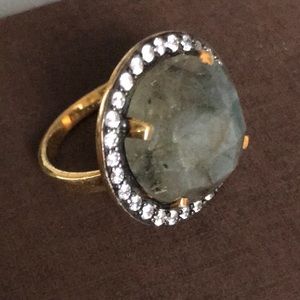 Labradorite & CZ Ring